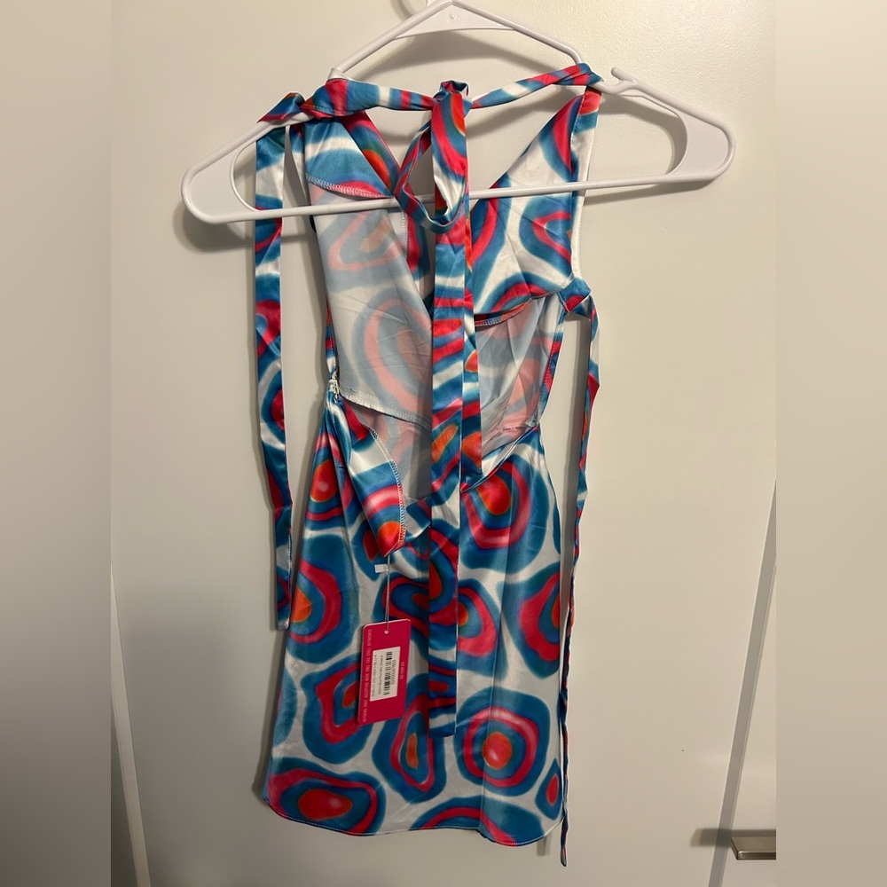 NWT Beginning Boutique Isidore Blue Print Mini Dress - Picture 9 of 9